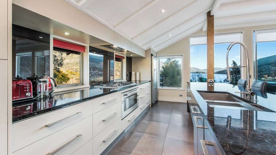 Kitchen with lake views 