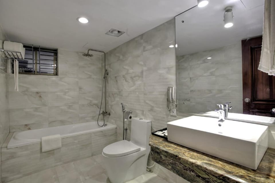 Shower, slippers, towels