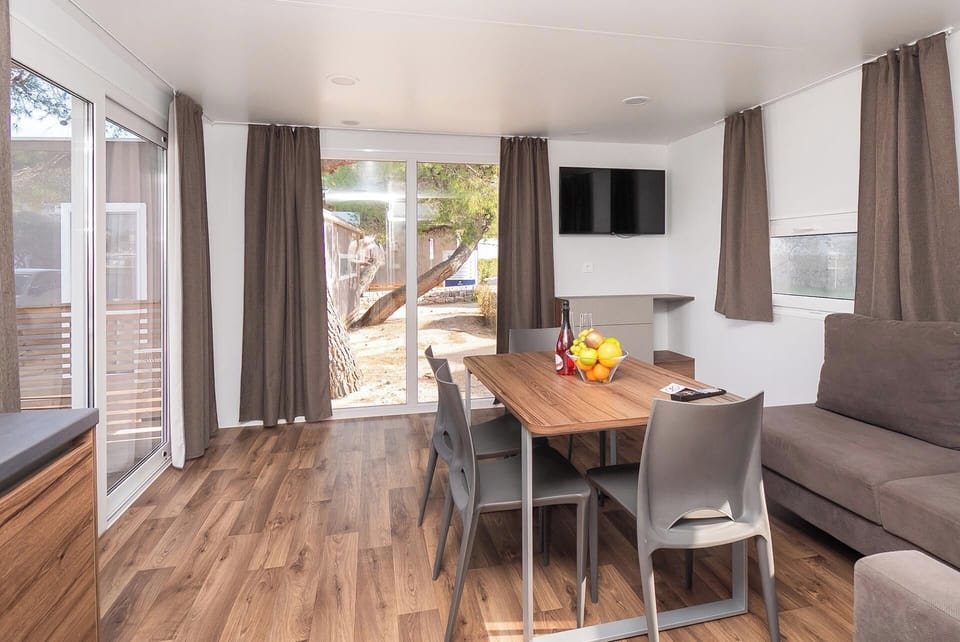 Luxury Mobile Home, 2 Bedrooms | Living area | 104-inch flat-screen TV with digital channels