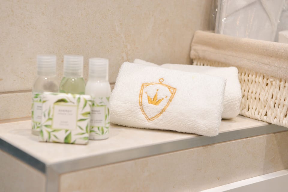 Shower, free toiletries, hair dryer, slippers