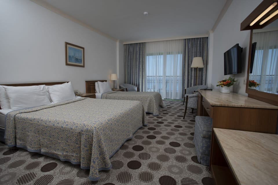 Desk, bed sheets