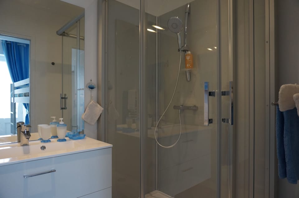 Family Room (Agapanthe) | Bathroom | Shower, free toiletries, hair dryer, towels
