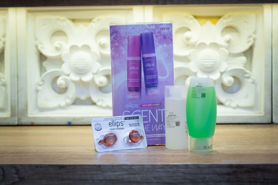 Shower, free toiletries, hair dryer, slippers