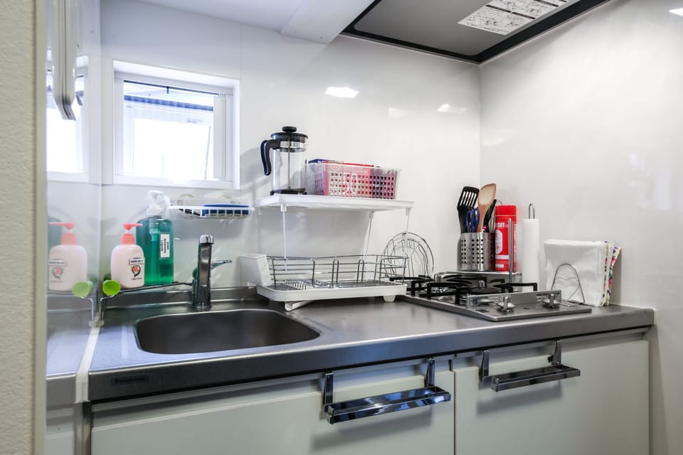 Fully stocked kitchenette with all you need to cook, dine and feel at home in Tokyo