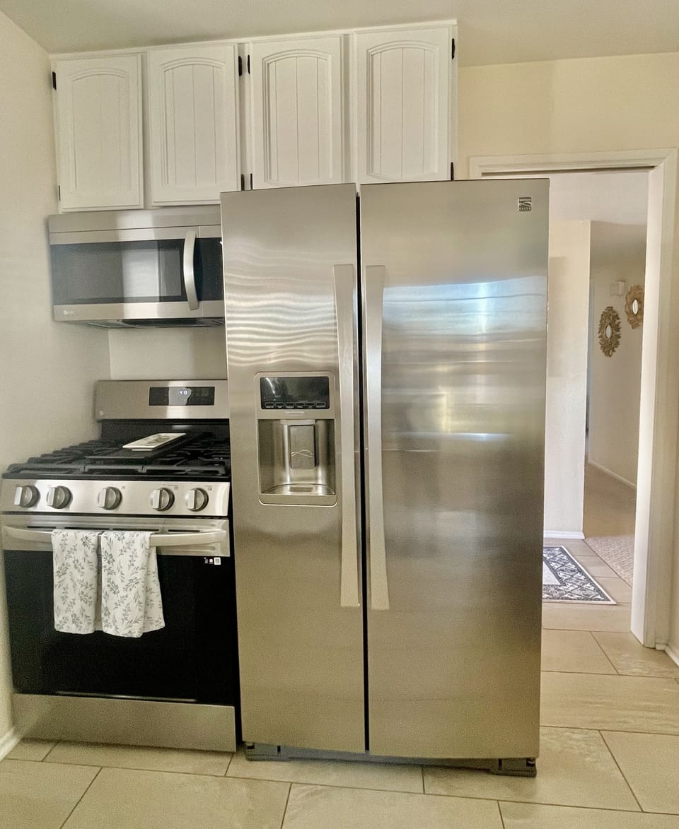 Kitchen with stainless steel appliances