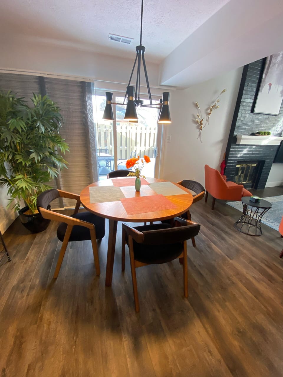 Dining area that leads to private courtyard. 