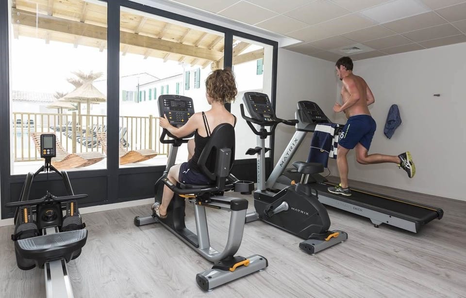 Keep in shape in the fitness room.