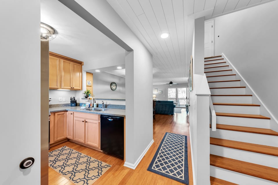 Private entry to this this multi-level unit. Stairs take you to the second level bedrooms.