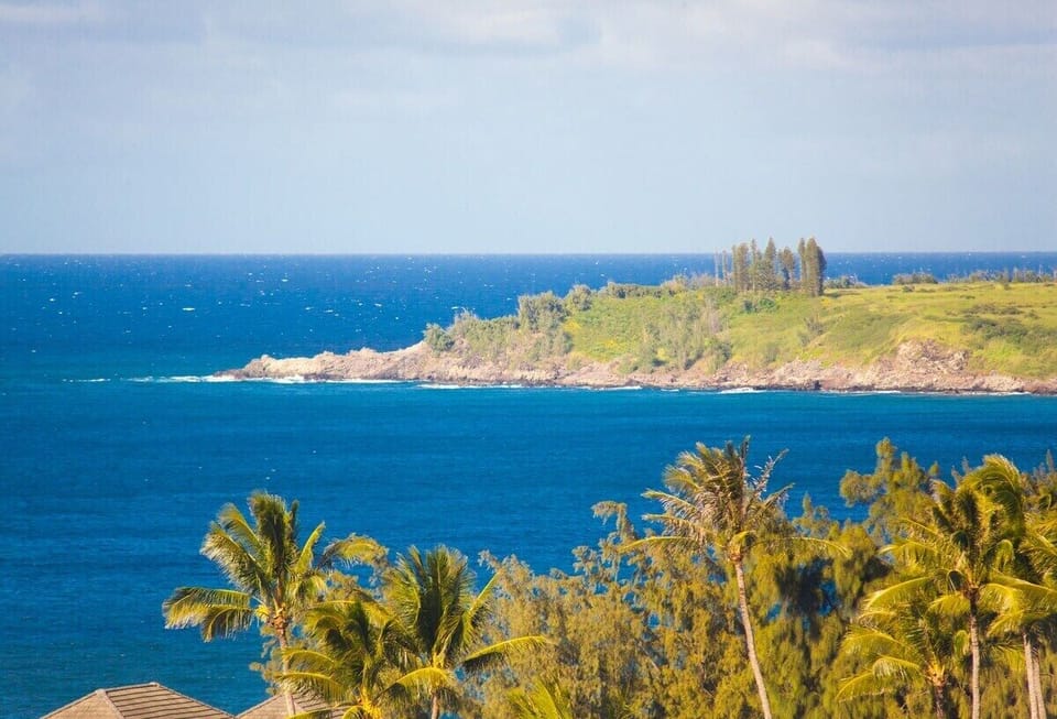 Honolua Bay and West Maui Mountain views from the villa