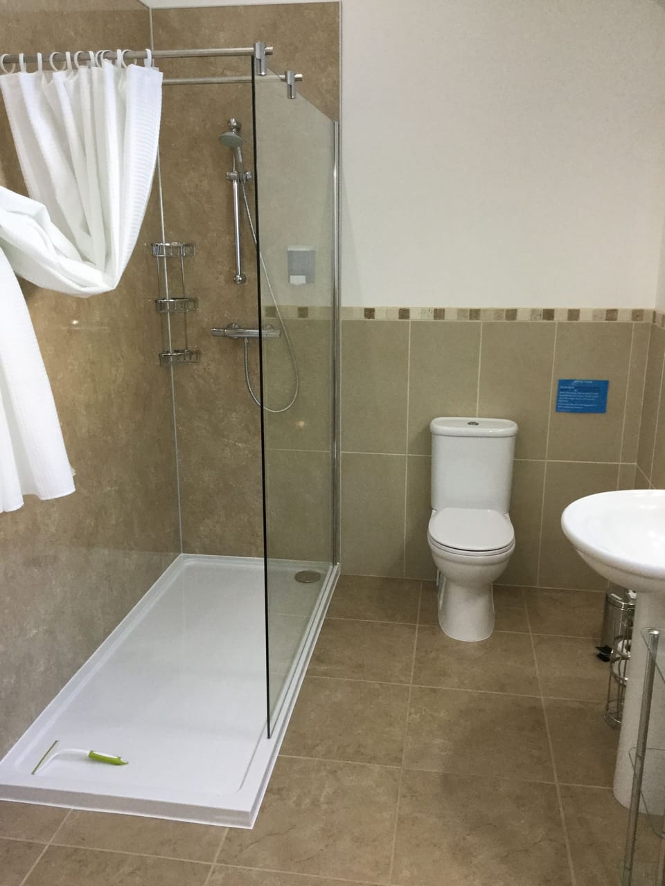 Modern bathroom with walk-in shower, toilet and sink