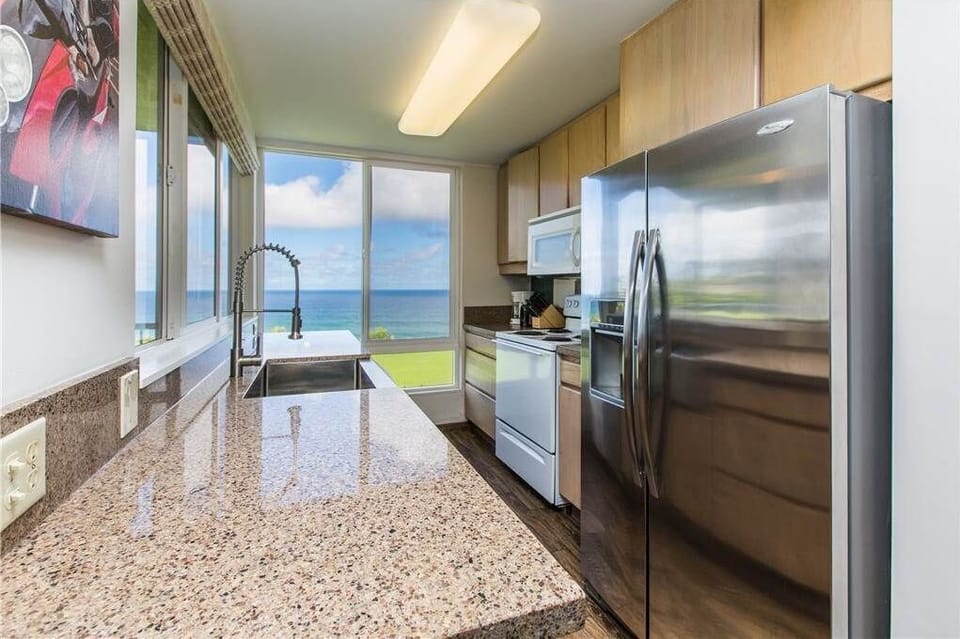 Fully furnished kitchen with beautiful ocean views