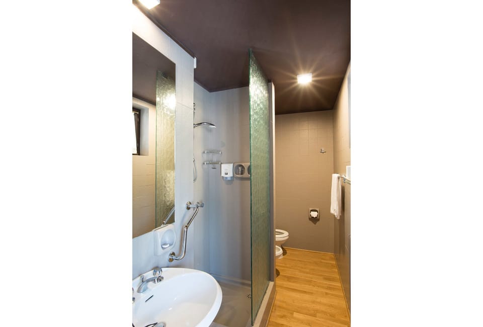 Single Room | Bathroom | Free toiletries, hair dryer, bathrobes, towels