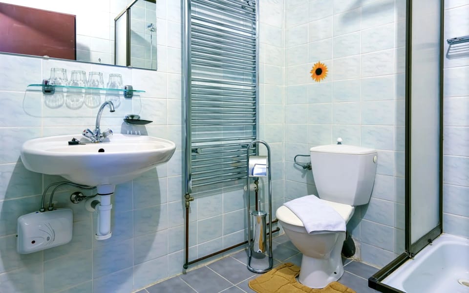 Shower, deep soaking tub, hydromassage showerhead, free toiletries