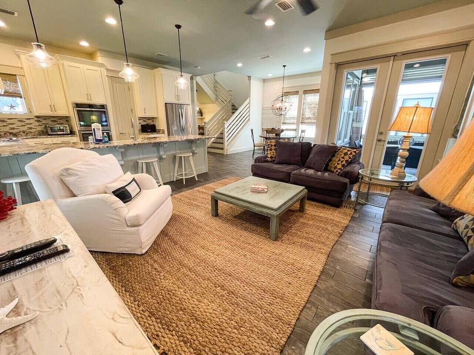 Inviting and spacious, first floor, open concept living kitchen and dining areas