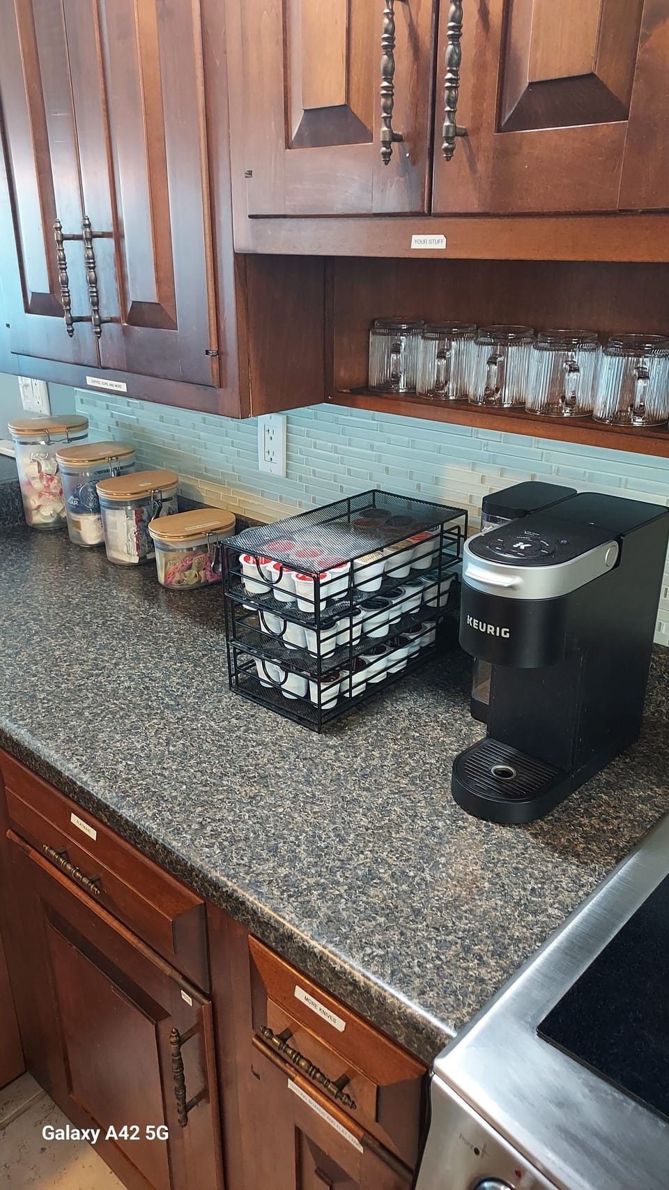 Keurig and plenty of pods: Columbian, dark roast, flavored, decaf, hot chocolate