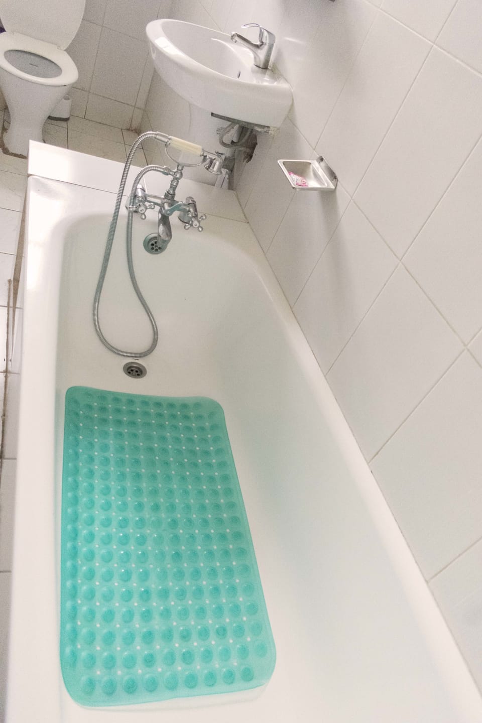 Shower, slippers, towels