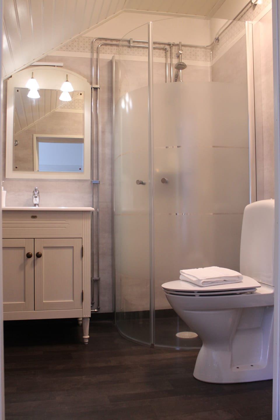 Shower, hair dryer (on request), towels