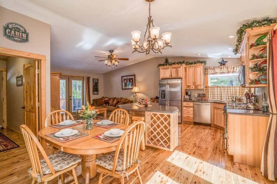 Large open kitchen design with easy deck access.