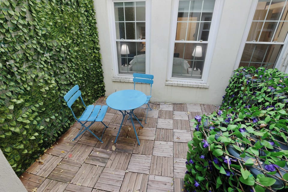 Shared outdoor patio space for guest to enjoy. 