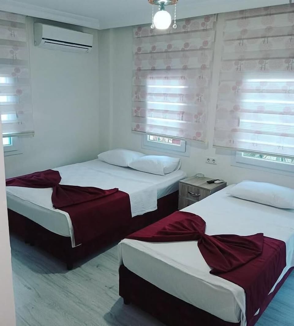 1 bedroom, memory foam beds, desk, blackout drapes