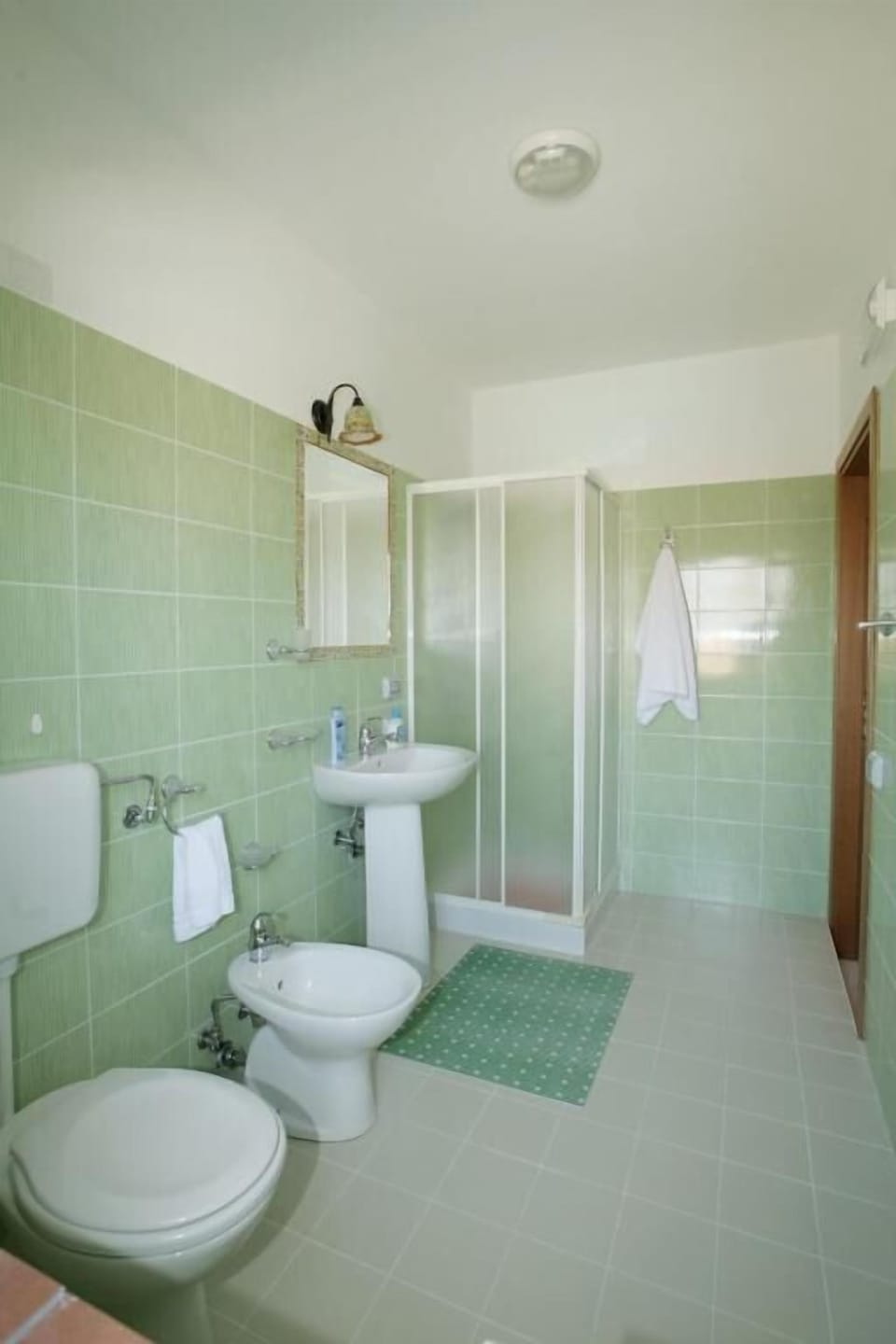 Shower, rainfall showerhead, free toiletries, bidet