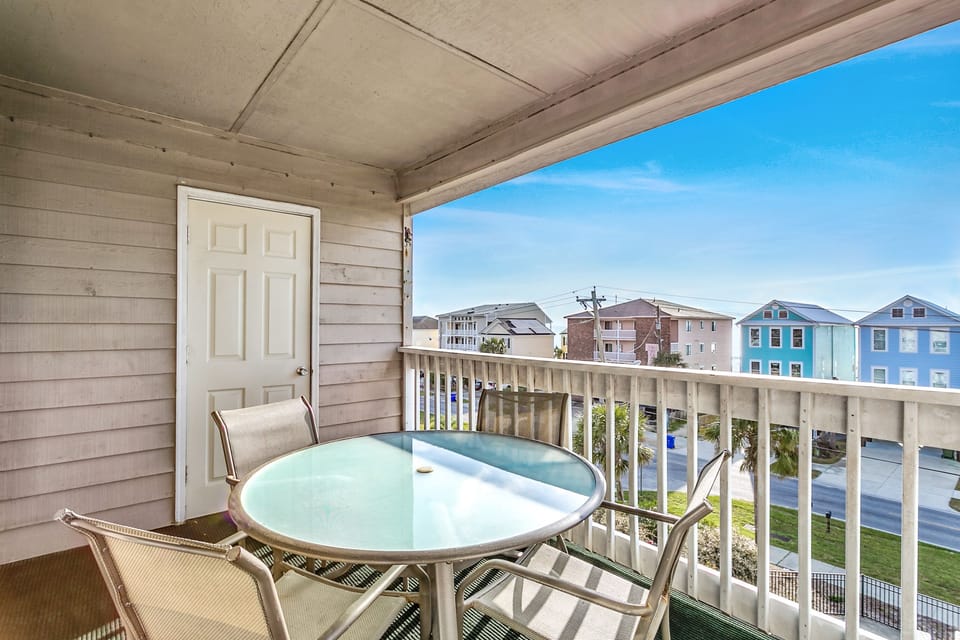 Large patio with ocean view. Hear crashing waves at night. 