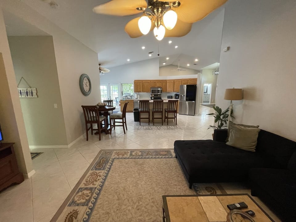 Living Room is open to the kitchen and breakfast area