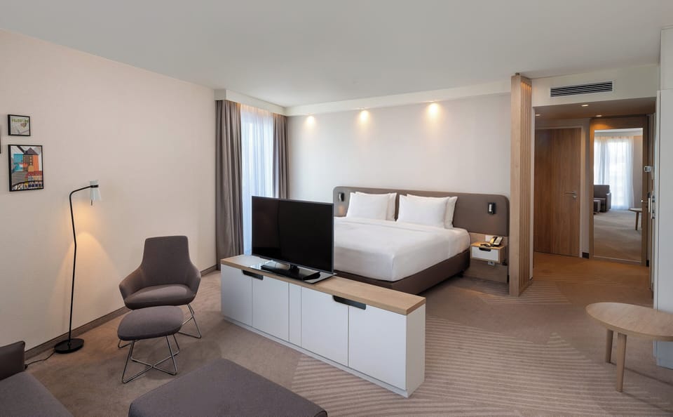 In-room safe, desk, laptop workspace, blackout drapes