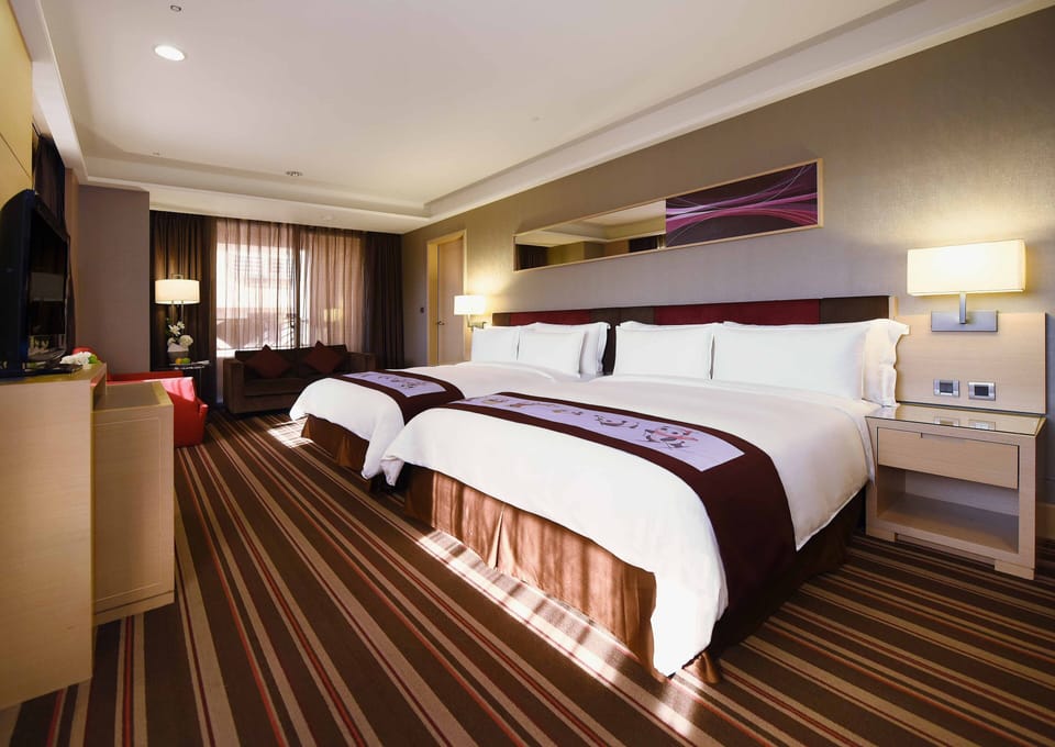 Deluxe Twin Room, 2 Double Beds | In-room safe, blackout drapes, free wired internet, bed sheets