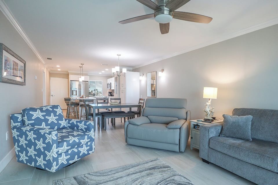 Coastal Casual decor with comfortable furniture for your stay