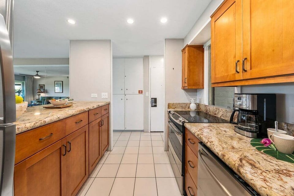 Functional kitchen with granite countertop