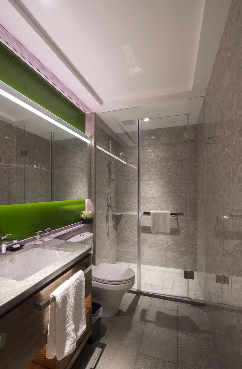 Shower, free toiletries, hair dryer, bathrobes