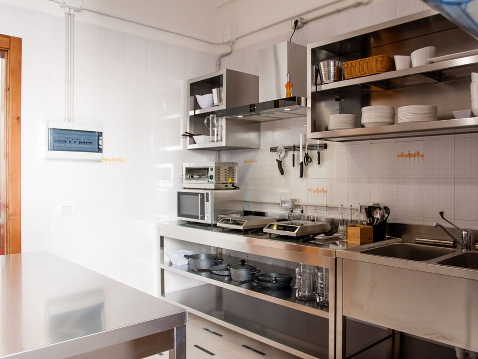 Fridge, microwave, stovetop, toaster oven
