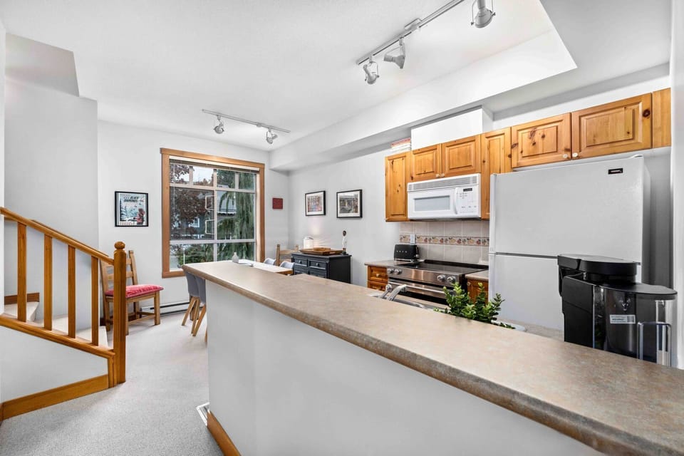 Modern and functional, this space makes dining in easy and enjoyable.