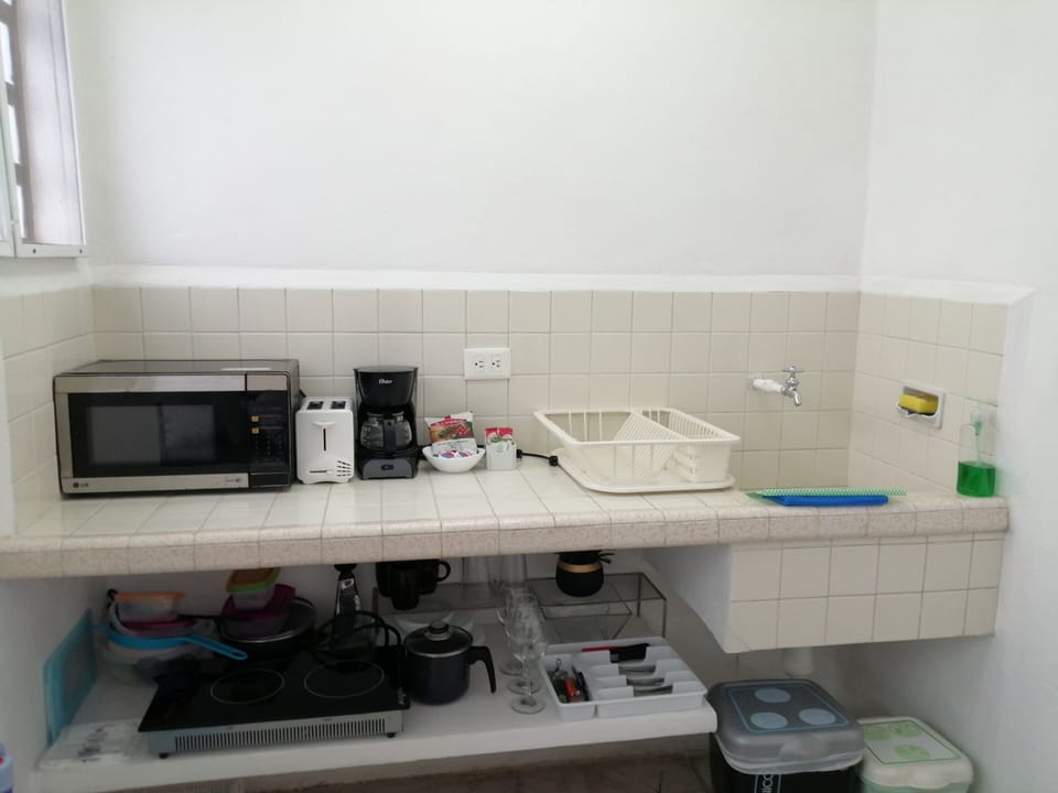 Family Apartment, 1 Queen Bed with Sofa bed, Courtyard View | Private kitchen | Coffee/tea maker, fridge, microwave, griddle