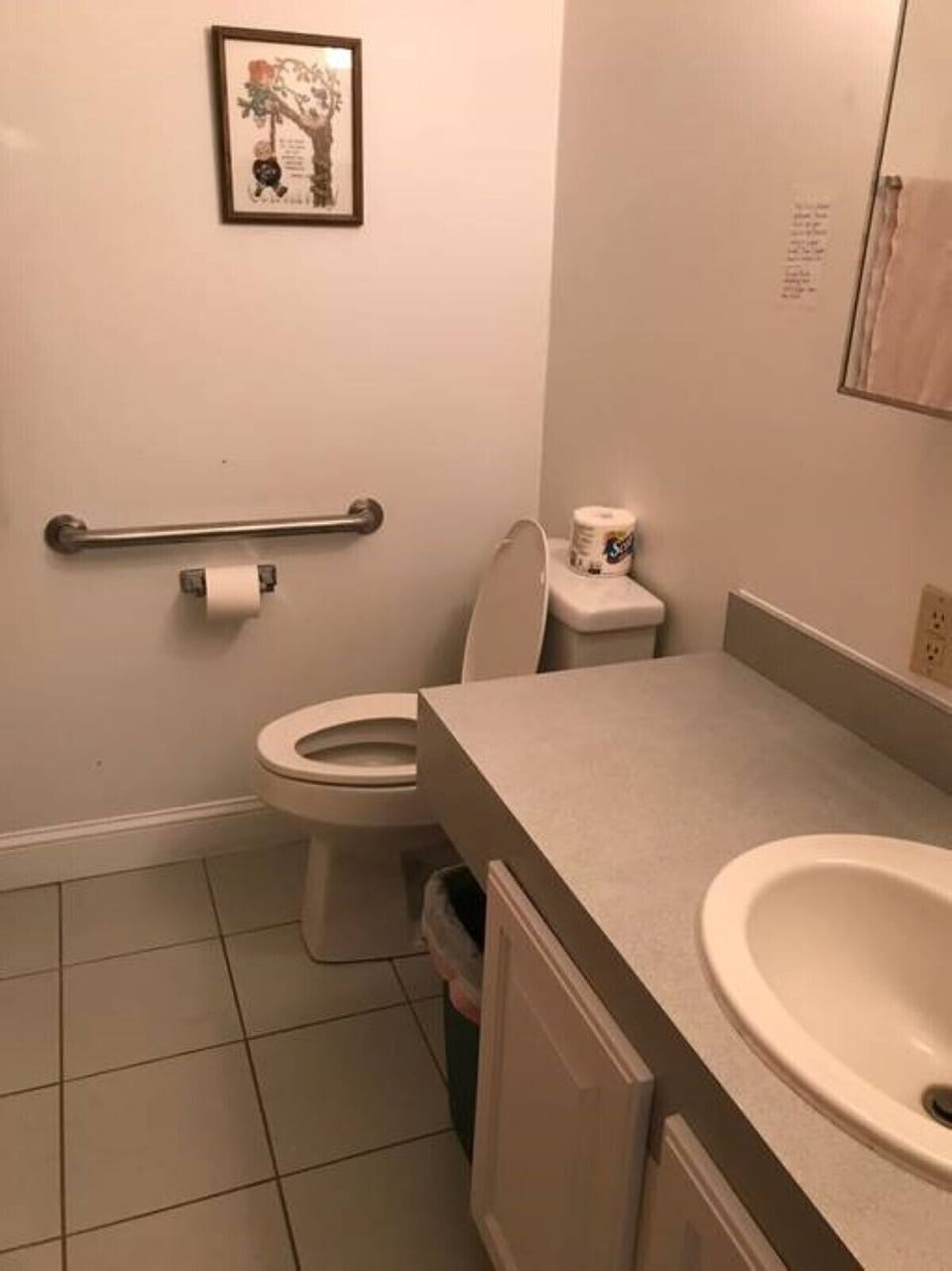 Two bathrooms each with showers. One bathroom is handicap accessible.
