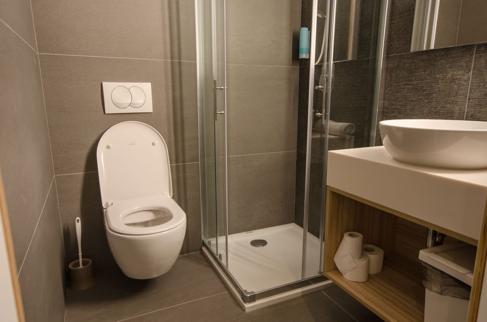 Superior Double Room | Bathroom | Shower, hair dryer, towels, soap