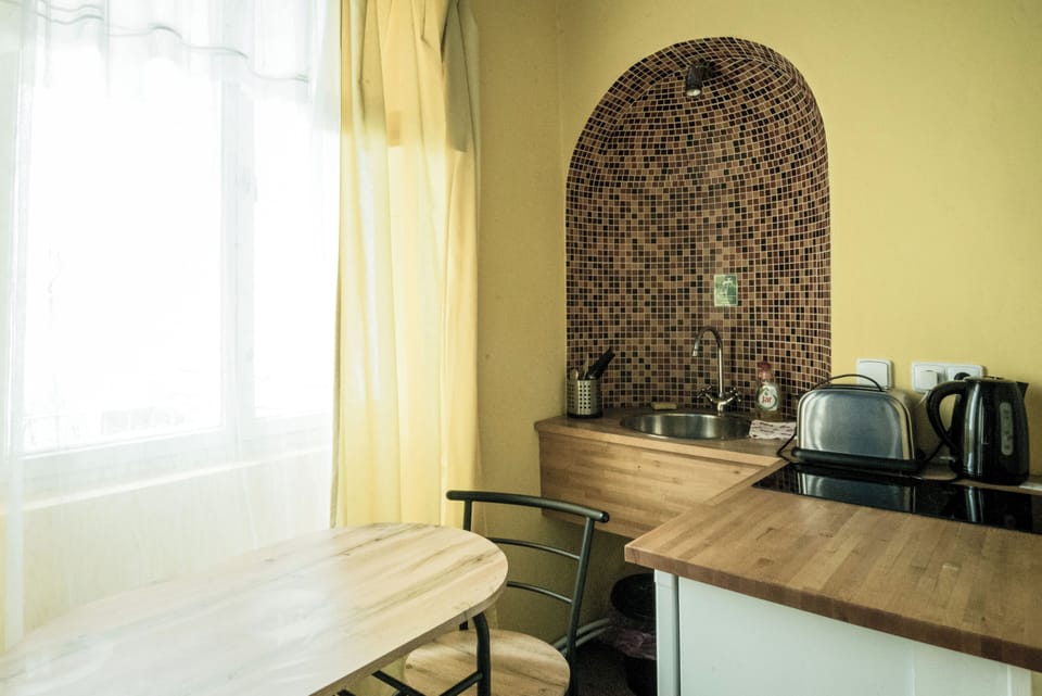Double or Twin Room, Shared Bathroom | Private kitchen | Shared fridge, microwave