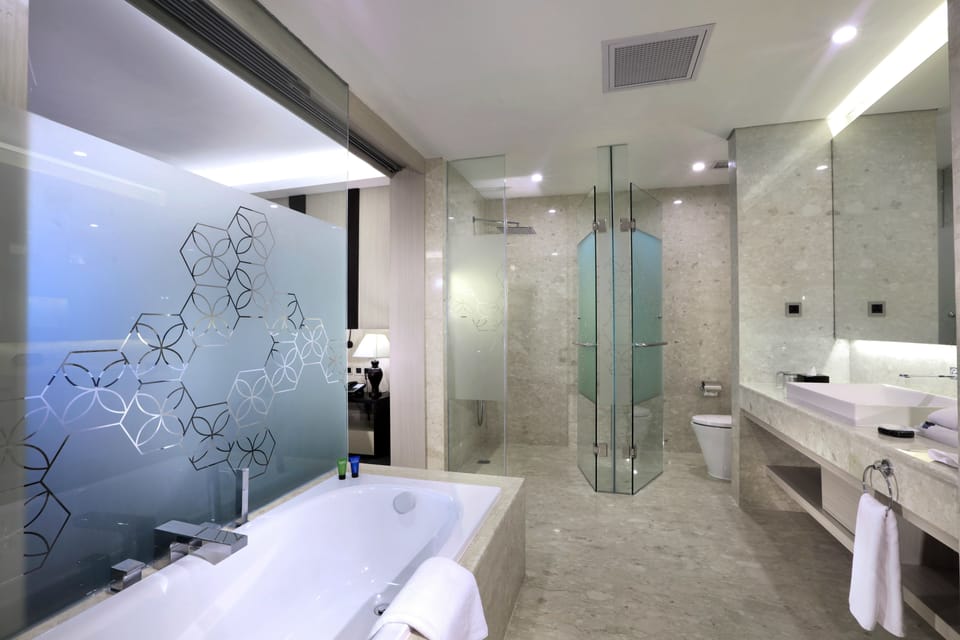 Suite (ASTON) | Bathroom | Shower, rainfall showerhead, free toiletries, hair dryer