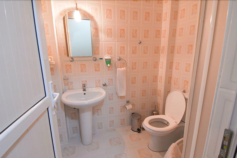 Double Room | Bathroom | Shower, hair dryer, slippers, towels