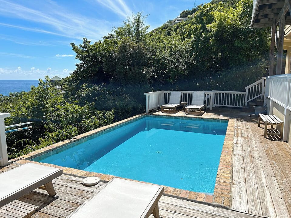 The sundeck has beautiful views of Reef Bay