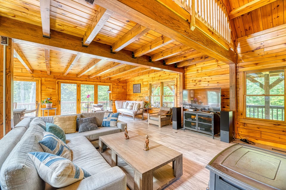 View of the living room and entertainment center