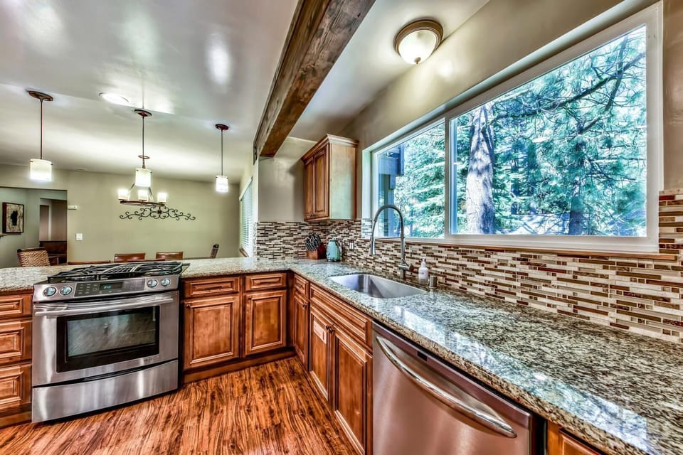 There's plenty of counter space and natural light in this lovely kitchen