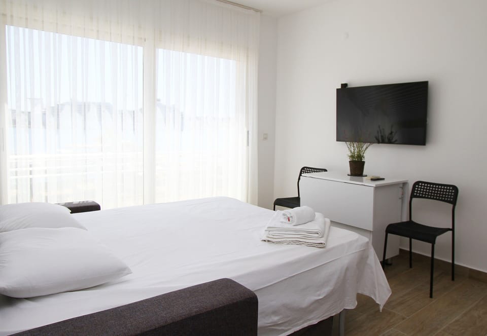 Romantic Apartment, 1 Double Bed with Sofa bed, Sea View | Living area | 43-inch Smart TV with satellite channels, TV