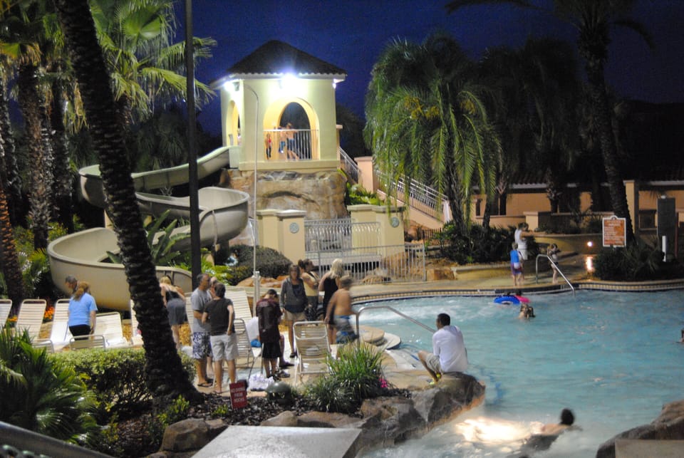 Night swimming at the resort until 11pm