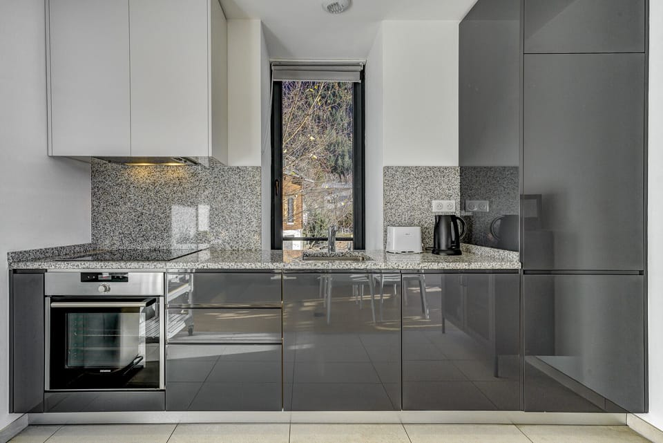 Modern kitchen with granite work tops