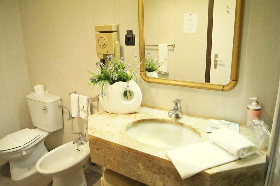 Double Room Single Use | Bathroom | Free toiletries, hair dryer, bathrobes, towels
