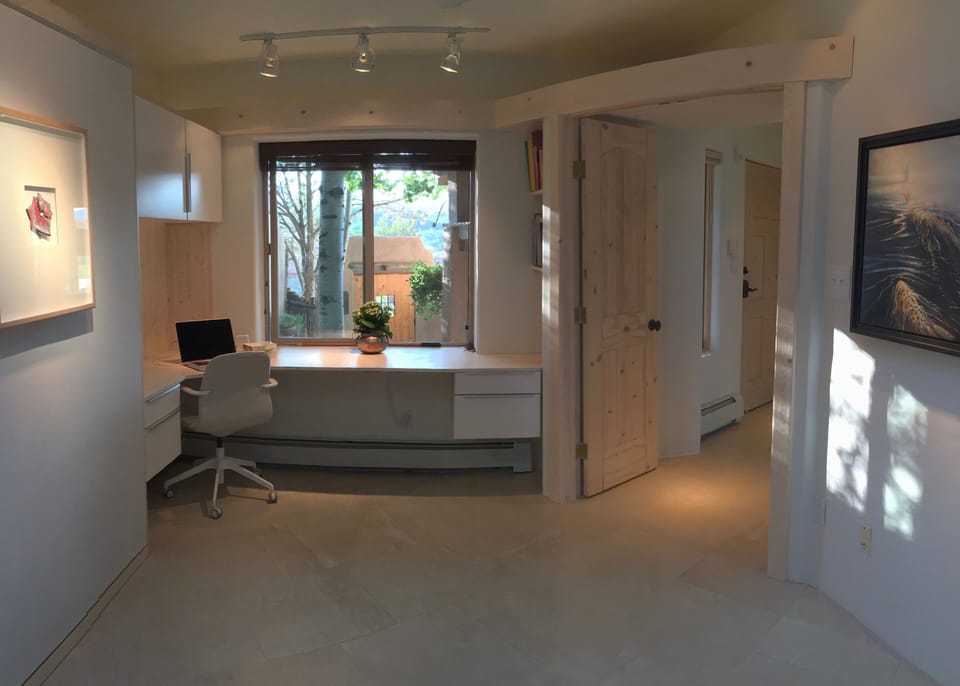 Third bedroom is an office OR queen size Murphy Bed comes out of wall.