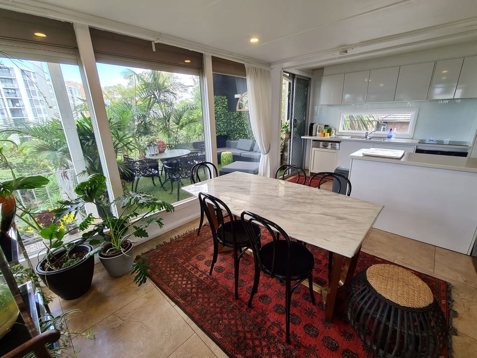 Kitchen, dining, balcony