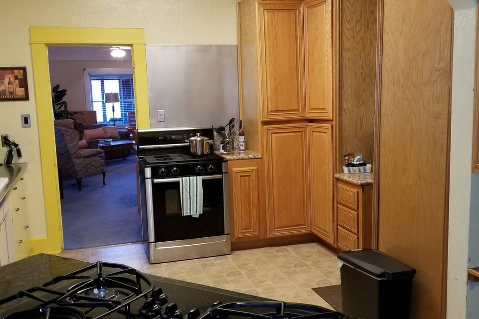 2nd Phase of the Kitchen Remodel just completed. Final phase with include all new oak cabinets for the sink wall. 
